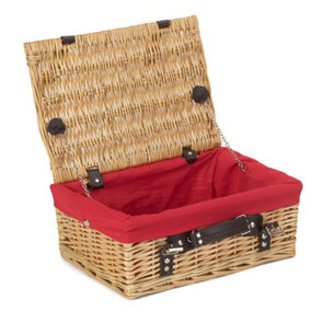 Red Hamper EH026R Wicker 36cm Picnic Basket with Red Lining