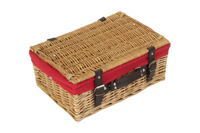 Red Hamper EH026R Wicker 36cm Picnic Basket with Red Lining