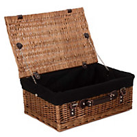 Red Hamper EH028B Wicker 46cm Double Steamed Picnic Basket with Black Lining