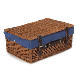Red Hamper EH028N Wicker 45cm Double Steamed Picnic Basket with Blue Lining