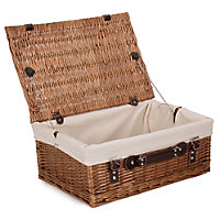Red Hamper EH028W Wicker 46cm Double Steamed Picnic Basket with White Lining