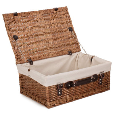 Red Hamper EH028W Wicker 46cm Double Steamed Picnic Basket with White Lining