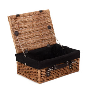 Red Hamper EH030BL Wicker 36cm Double Steamed Picnic Basket with Black Lining