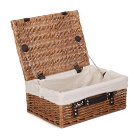 Red Hamper EH030W Wicker 36cm Double Steamed Picnic Basket with White Lining