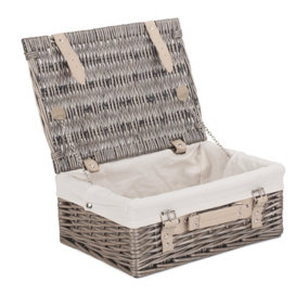 Red Hamper EH034W Wicker 36cm Antique Wash Picnic Basket with White Lining