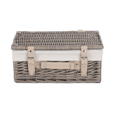 Red Hamper EH034W Wicker 36cm Antique Wash Picnic Basket with White Lining