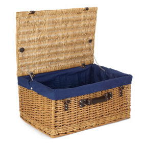 Red Hamper EH044N Wicker 60cm Buff Picnic Basket with Blue Lining