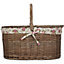Red Hamper EH055R Wicker Deep Antique Wash Oval Picnic Basket With Rose Lining