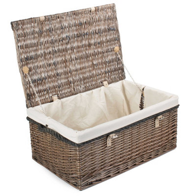 Red Hamper EH057W Wicker 62cm Antique Wash Picnic Basket Cotton Lining