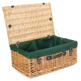 Red Hamper EH058G Wicker 55cm Buff Picnic Basket with Green Lining