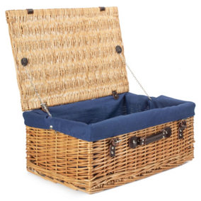 Red Hamper EH058N Wicker 55cm Buff Picnic Basket with Blue Lining