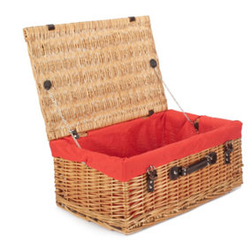 Red Hamper EH058R Wicker 55cm Buff Picnic Basket with Red Lining