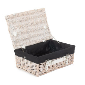 Red Hamper EH060B Wicker 35cm White Picnic Basket with Black Lining