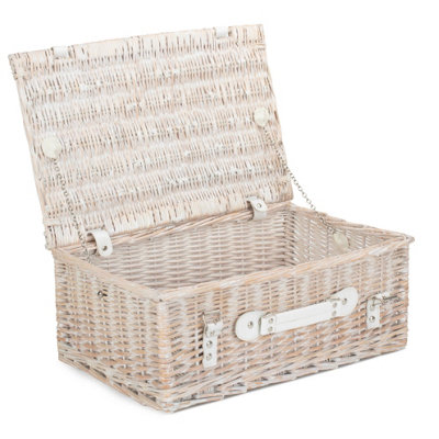 Red Hamper EH061 Wicker 45cm White Wash Empty Picnic Basket Unlined