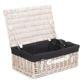 Red Hamper EH061B Wicker 45cm White Picnic Basket with Black Lining
