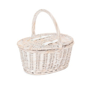 Red Hamper EH062 Wicker Childs White Wash Lidded Basket