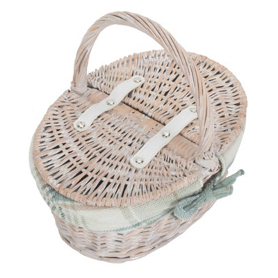 Red Hamper EH062T Wicker Childs White Wash Lidded Basket with Cotton Lining