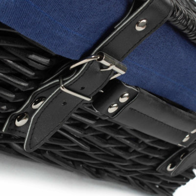 Red Hamper 41cm Black Painted Willow Picnic Basket With Unlined Lining