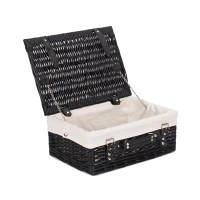 Red Hamper EH072W Wicker 36cm Empty Black Willow Picnic Basket With White Lining