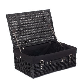 Red Hamper EH073B Wicker 46cm Empty Black Willow Picnic Basket With Black Lining