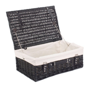 Red Hamper EH073W Wicker 46cm Empty Black Willow Picnic Basket With White Lining
