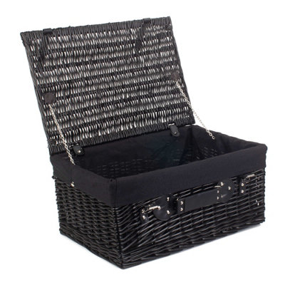 Red Hamper EH074B Wicker 51cm Empty Black Willow Picnic Basket With Black Lining