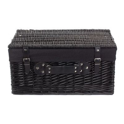 Red Hamper EH074B Wicker 51cm Empty Black Willow Picnic Basket With Black Lining