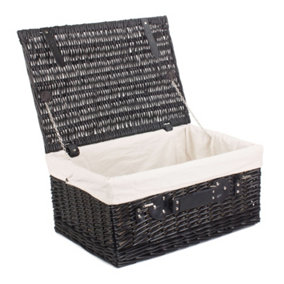 Red Hamper EH074W Wicker 51cm Empty Black Willow Picnic Basket With White Lining