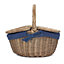 Red Hamper EH091N Wicker Small Antique Wash Finish Oval Picnic Basket with Blue Lining