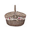 Red Hamper EH091R Wicker Small Antique Wash Double Lidded Oval Picnic Basket Garden Rose Lining