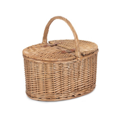 Red Hamper EH093 Wicker Light Steamed Oval Lidded Picnic Basket