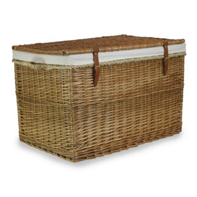 Red Hamper EH094W Wicker Large Light Steamed Storage Basket with White Lining