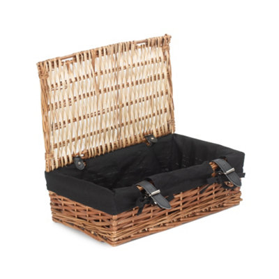 Red Hamper EH098B Wicker Empty Rectangular Gift Black Lined Basket