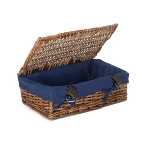 Red Hamper EH098N Blue Lining 38cm Empty Wicker Rectangular Gift Basket