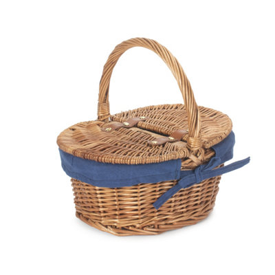 Red Hamper EH103N Wicker Childs Light Steamed Finish White Lined Oval ...