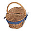 Red Hamper EH103N Wicker Childs Light Steamed Finish White Lined Oval Picnic Basket with Navy Blue Lining
