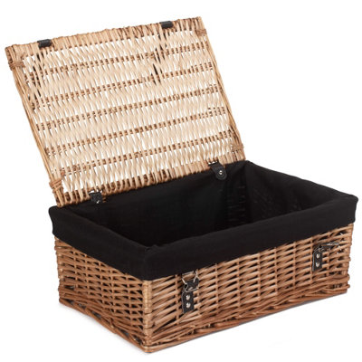 Red Hamper EH107B Wicker Large Black Cotton Lined Hamper