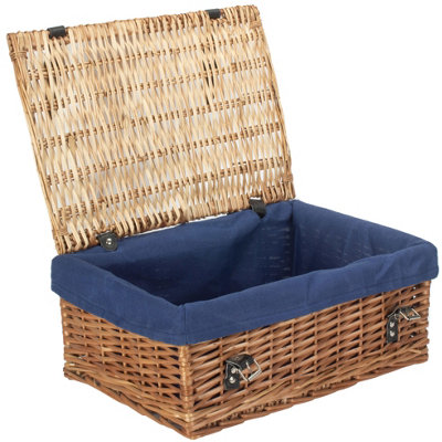 Red Hamper EH107N Wicker 45cm Packaging Picnic Basket with Blue Lining