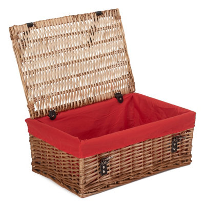 Red Hamper EH107R Wicker Large Red Cotton Lined Hamper