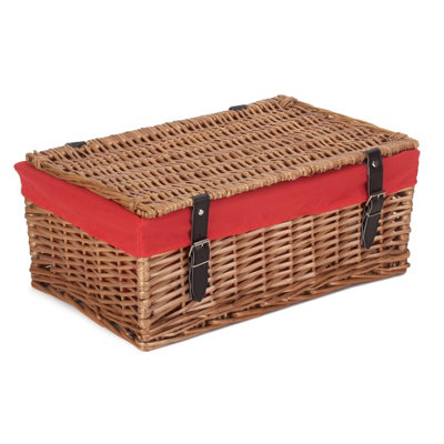 Red Hamper EH107R Wicker Large Red Cotton Lined Hamper