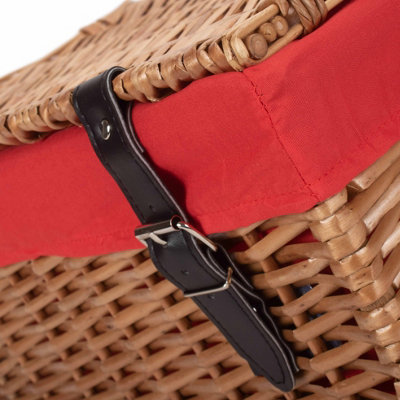 Red Hamper EH107R Wicker Large Red Cotton Lined Hamper