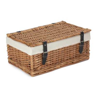 Red Hamper EH107W White Lining 45cm Packaging Wicker Picnic Basket