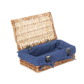 Red Hamper EH109N Wicker Small 35cm Packaging Picnic Basket with Blue Lining