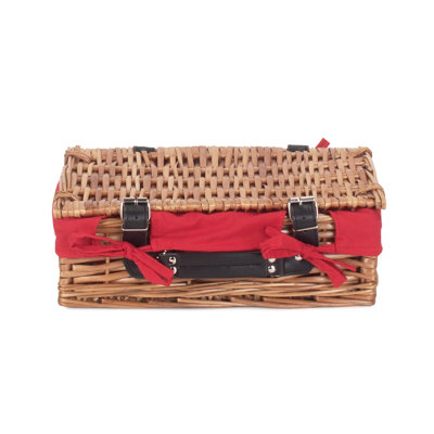 Red Hamper EH109R Wicker Small Packaging Hamper Red Lining