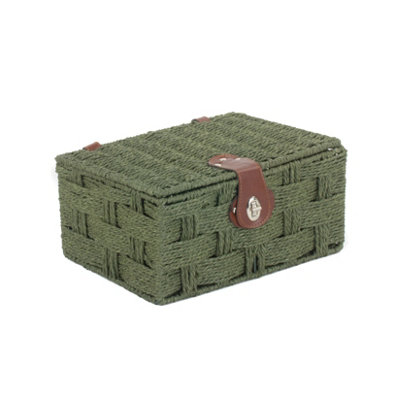 Red Hamper EH111GRN Paper Small Forest Green Woven Paper Rope Hamper