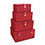 Red Hamper EH111R-114R Paper Set 4 Red Paper Rope Hamper Basket