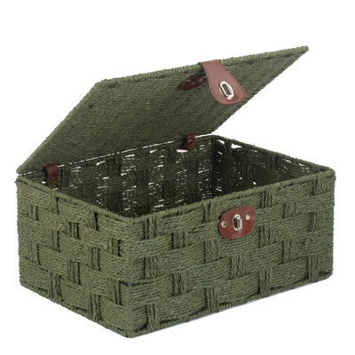 Red Hamper EH113GRN Paper Large Forest Green Woven Paper Rope Hamper
