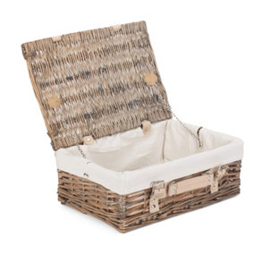 Red Hamper EH124W Wicker 35cm Antique Wash Split Willow Picnic Basket with White Lining