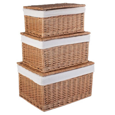 Red Hamper EH128L Wicker Small Light Steamed Cotton Lined Storage Basket