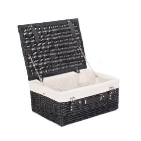 Red Hamper EH135W Wicker 41cm Empty Black Willow Picnic Basket With White Lining